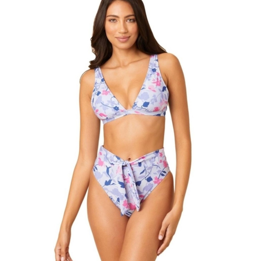 Splendid Women Floral Bikini Set Blue Pink Swimsuit SP881471M Size M